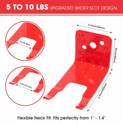 Fire Extinguisherl Mount Bracket – Wide Fork 1.0–1.4 inch (35.5mm), Fits Kidde / First Alert / Amerex 5–10 lb, Heavy-Duty Steel Fire Extinguisher Holder & Mounting Bracket for Wall – (2 Pack) - Image 2