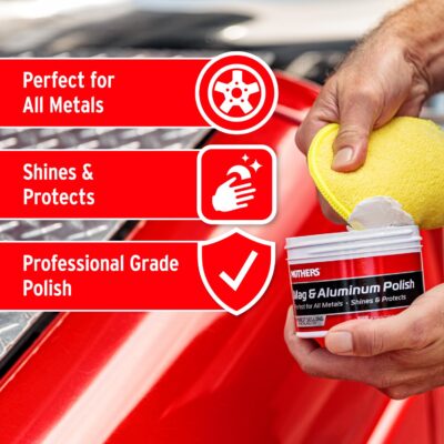 Mothers Mag & Aluminum Polish, 10 oz. – Brilliant Shine, Easy to Use, for All Uncoated & Unplated Metals Including Aluminum Wheels, Stainless Steel Trim and Exhaust Tips, Brass & More (05101) - Image 3