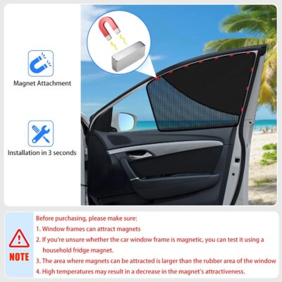 ZATOOTO Car Window Shades Front Window Sun Shade Half Blackout & Half See-Through Car Window Cover for Driver Side Privacy and Visible in One Magnetic Universal for Most Cars for Camp, Travel, Nap - Image 6