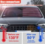 American Flag Car Windshield Sun Shade, Foldable Car Front Window Sunshade for Cars SUV Truck, Auto Interior Sun Protection Cover, Blocks UV Rays & Keeps Your Vehicle Cool (Red, XL) - Image 5
