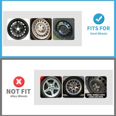 4-Pack Universal Hubcaps Replacement R14 14 inch, Steel Wheel Rim Cover for Most Cars Trucks Sedans SUV, 14" 14 in Wheel Covers Hub Caps (Gray+Black Color) - Image 5