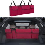 Car Trunk Organizer, Backseat Hanging Large Storage with Adjustable Straps,Waterproof PVC Collapsible Cargo Bag, Car Interior Accessories for Auto SUV MPV (Red)