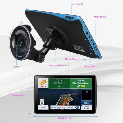 7'' GPS Navigator for Car Truck RV - 2026 North America Maps Free Lifetime Updates, Touchscreen Navigation System, Speed & Red Light Warning, Turn-by-Turn Voice Guidance, for All Cars (Blue) - Image 5