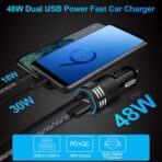 48W Super Fast Car Charger USB C Rapid Android Car Adapter with 30W Built-in Type C Fast Charging Cable for Samsung Galaxy S26 S25 S24 S23 Ultra S22 S21 S20 FE A16 A15 A14 A54 A53 A23 A13 Z Flip 7 6 - Image 3