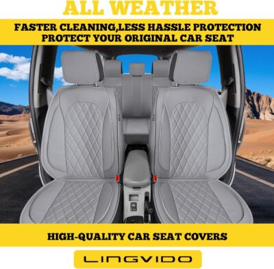 LINGVIDO Car Seat Covers for Front Seats (2 Seats) - Premium Perforated Nappa Leather,Waterproof Shield, Omni-Adapt Fit for SUVs Sedans, Ideal for Rideshare & Pets - Image 3