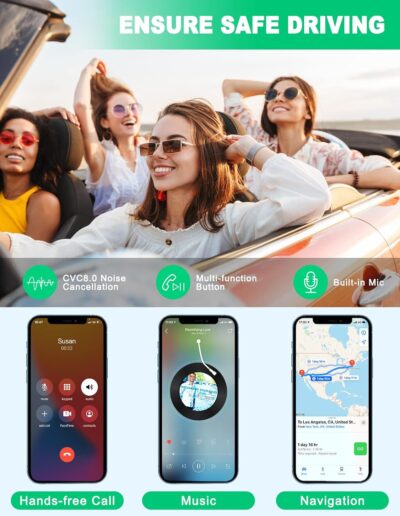 COMSOON Bluetooth AUX Adapter for Car, Noise Reduction Bluetooth Receiver for Music/Hands-Free Calls, Wireless Audio Receiver for Home Stereo/Speaker, 16H Battery Life/Dual Connect (All Black) - Image 5