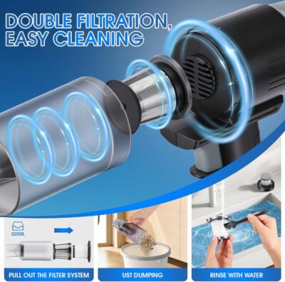 26pcs Car Cleaning Kit, Gray Interior Detailing Kit with High Power Vacuum Portable Cordless, Handheld Vacuum Cleaner for Home, Car, Pet Hair, Keyboard, Complete Auto Accessories for Gift - Image 5