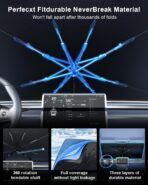 helloleiboo Car Windshield Sun Shade Umbrella 57" x 32", Windshield Sun Shade Foldable with 5-Layer Thickened Vinyl Coating Reflective Heat & UV Protection Fits Most Sedans & Compact SUVs - Image 3