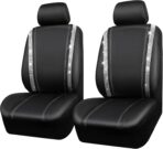 CAR PASS Leather Bling Diamond Car Seat Cover 2 Front Interior Sets, Waterproof Universal Shining Glitter Crystal Sparkle Fit for 95% Automotive Truck SUV Cute Women Girl, Black Silver Rhinestone - Image 8