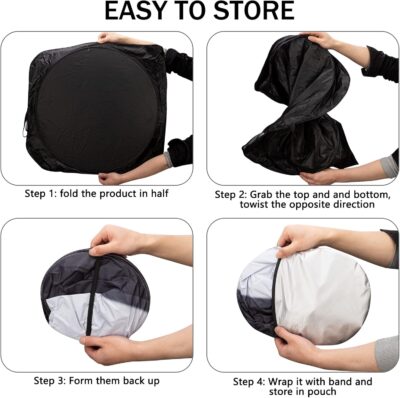 Car Windshield Sun Shade, Funny Eyes Sun Visor for Car Windshield, Wear-Resistant Black Tape, Foldable 59‘’x27.5‘’/63''x31.5'' - Image 5