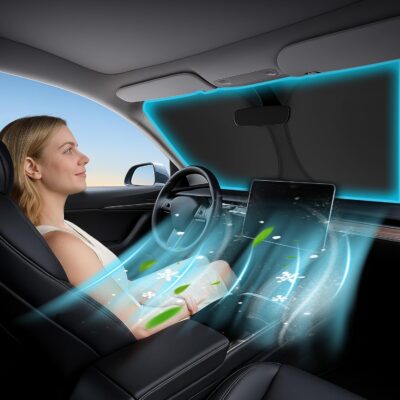 Windshield Sunshade for Dodge RAM 1500 2019-2023 2024 2025 2026 - Innovative No-Light-Pass Technology, Mirror Cut-Out, Blocks 99% UV Rays, Fade-Resistant, Easy-Fold RAM 1500 Windshield Sun Shade - Image 6