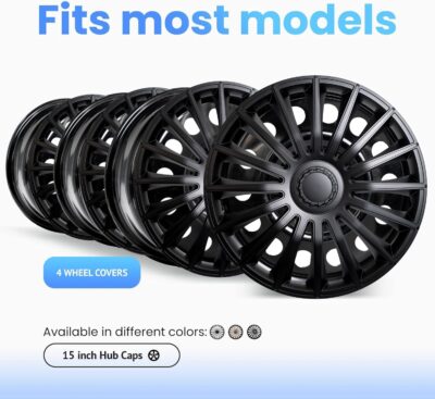 Alpena Austin Vehicle Wheel Covers, Premium European-Made Rim Covers with 3-Step Retention System, Durable Hub Caps Fits Most Steel Wheels, Set of 4, 15 Inch, Black - Image 5