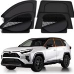 XCBYT RAV4 Window Sunshades for 2019-2025, Dual Layer Car Window Covers with Breathable Mesh & Blackout Cloth, 99% UV Protection Privacy Curtains for Car Camping, Sleeping & Rest (4 PCS)