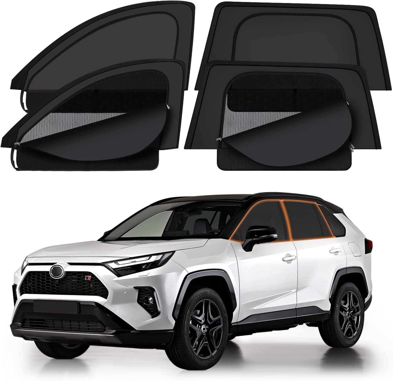 71aZ8ZDu4pL._AC_SL1500_.jpg XCBYT RAV4 Window Sunshades for 2019-2025, Dual Layer Car Window Covers with Breathable Mesh & Blackout Cloth, 99% UV Protection Privacy Curtains for Car Camping, Sleeping & Rest (4 PCS) - Image 1