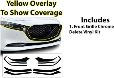 BOGAR TECH DESIGNS for Mazda 3 2019-2026 Front Chrome Delete – Precut Vinyl Overlay Kit, Gloss Black Blackout Trim - Image 7