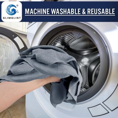 GLIMGLINT Grey Microfiber Cleaning Cloth,12PK Reusable Cleaning Rags, Highly Absorbent Shop Rags Bulk, All-Purpose Car Cleaning Towels for TV Screen, Kitchen, Bathroom, Restaurant Garage, 14"X12" - Image 6
