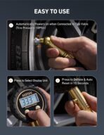 AstroAI Tire Pressure Gauge for Cars with Backlit LED, Solid Brass with Rubber Hose, Air Bleeder Valve, ANSI B40.7 Grade 2A(±0.5%), 3-250PSI - Image 6