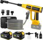 Cordless Pressure Washer with Faucet & Garden Hose Connector, 2 X 5.0AH Batteries, 2000PSI MAX Portable Pressure Washer with Brushless Motor, 4 Speed Adjustment LCD Touch Screen, 6-in-1 Nozzle