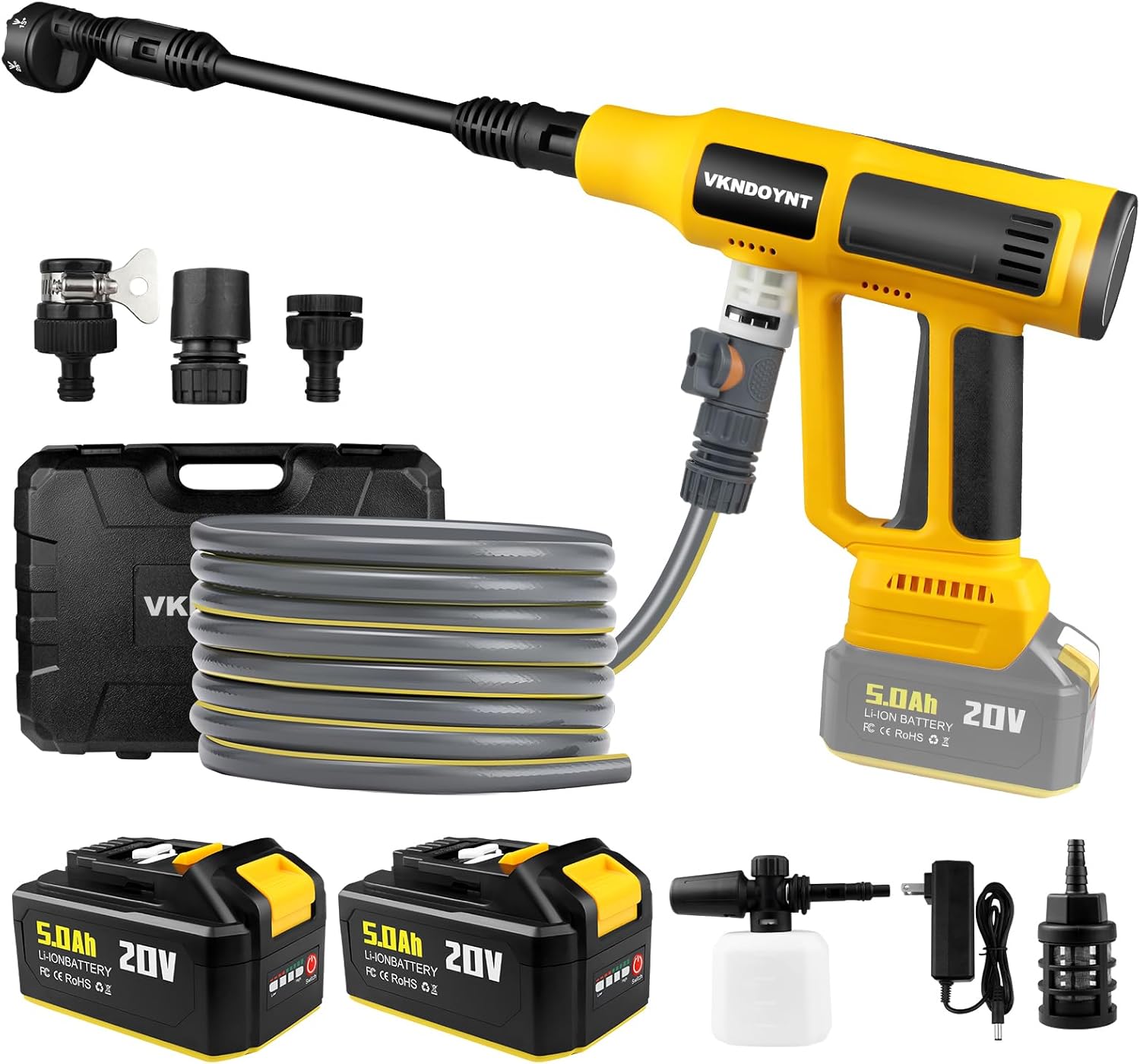 71abplq2f8L._AC_SL1500_.jpg Cordless Pressure Washer with Faucet & Garden Hose Connector, 2 X 5.0AH Batteries, 2000PSI MAX Portable Pressure Washer with Brushless Motor, 4 Speed Adjustment LCD Touch Screen, 6-in-1 Nozzle - Image 1