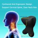 Car Neck Pillow for Driving Seat Car headrest Pillow/Gaming Chair Pillow with Adjustable Strap Removable Cover Ergonomic Design Neck Support Pillow for auto, Office Chair, Gaming Chair(Black) - Image 3