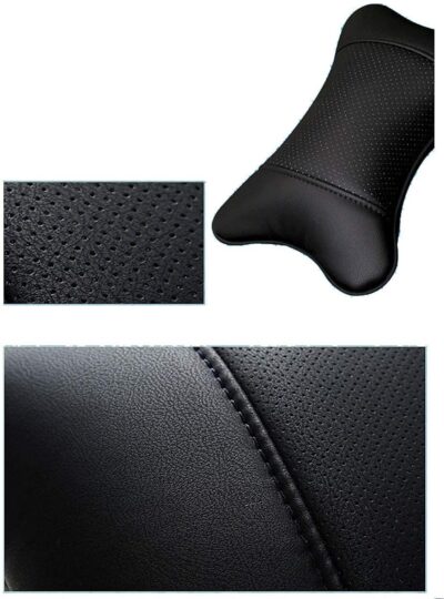 Car Neck Pillows Both Side Pu Leather 2pieces Pack Headrest Fit for Most Cars Filled Fiber Universal Car Pillow (Black) - Image 7