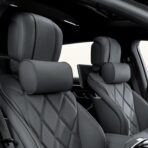 Car Headrest Pillow for Driving - Luxury Leather 100% Memory Foam, Ergonomic Neck Support - Universal Fit Head Rest Travel Pillow for Most Cars, Home & Office, Black, 2 Pack