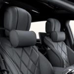 Car Headrest Pillow for Driving - Luxury Leather 100% Memory Foam, Ergonomic Neck Support - Universal Fit Head Rest Travel Pillow for Most Cars, Home & Office, Black, 2 Pack