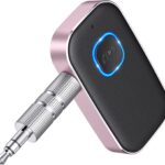 COMSOON Bluetooth AUX Adapter for Car, Noise Reduction Bluetooth Receiver for Music/Hands-Free Calls, Wireless Audio Receiver for Home Stereo/Speaker, 16H Battery Life/Dual Connect (Black+Pink)