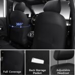 CAR PASS Luxury Nappa Leather Seat Covers Full Set, Water Resistant Faux Leather Seat Covers with Lumbar Support, Comfortable Automotive Seat Covers Universal Fit for SUV Sedan Van Truck, Solid Black - Image 3