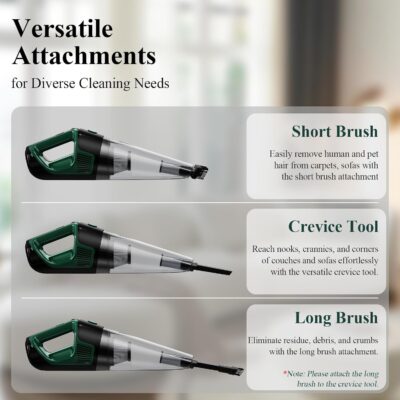 Minthouz Handheld Vacuum Cordless, Strong Suction Car Vacuum Cleaner with LED Light, Long Runtime Hand Vacuum Cordless Rechargeable, Hand Held Vac with Charging Base for Home/Car/Pet/Office - Image 4