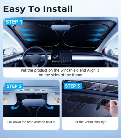 DMJN Windshield Sun Shade - Medium, Car Sunshade for Front Windshield [Nano Ice-Crystal Coatings] UPF50+ Heat Block & UV Reflective - Protect Interior & Keep Cooler - Image 7