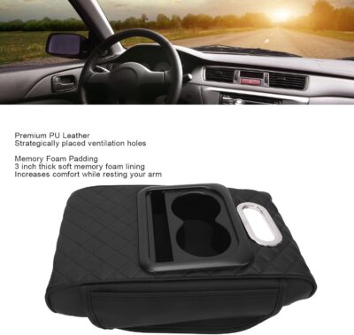 Car Center Console Armrest Pillow, PU Leather Memory Foam, 13.4in x 8.3in x 3in - Comfortable Driving, Non Slip Design, Fits SUVs Trucks Cars - Image 7