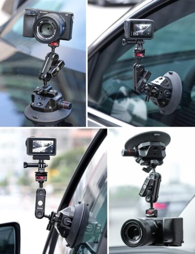 Ulanzi SC-02 Heavy-Duty Suction Cup Mount for Camera/Accessory (4.5"), Pump-actived Vacuum Camera Suction Cup Mount for Action Cameras w Quick Release NATO Magic Arm Car Boat Windshield Window Mount - Image 2