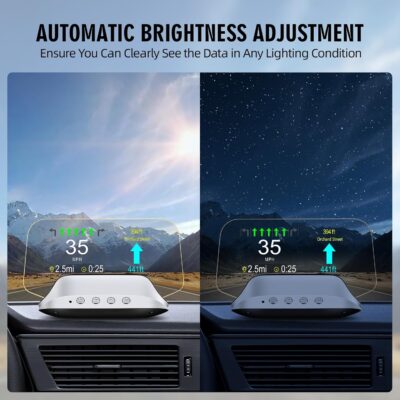 OBD2 Digital Speedometer for Car with Turn Indication, OBD2 & GPS Dual System, RPM, Water Temp, PSI, Volt, Mileage, 4 Alarm, Heads up Display HUD Projector MPH for Most 2008+ Sedan - Image 4