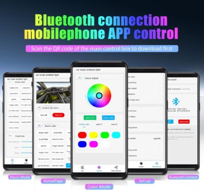 Acrylic Interior Car LED Strip Light with APP, 18-in-1 128 Colorful 6 Pieces Fiber Optic Car Decoration Atmosphere Light Kits, Dual Zone Music Sync Rhythm RGB Neon Lighting for All Cars - Image 3