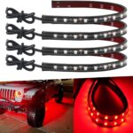Keiurot 12V Led Light Strip 32CM Waterproof LEDs Light Strips for Cars Motorcycles Golf Cart Interior & Exterior Marine Boat Red Led Strip Lights 5050 18SMD,Pack of 4