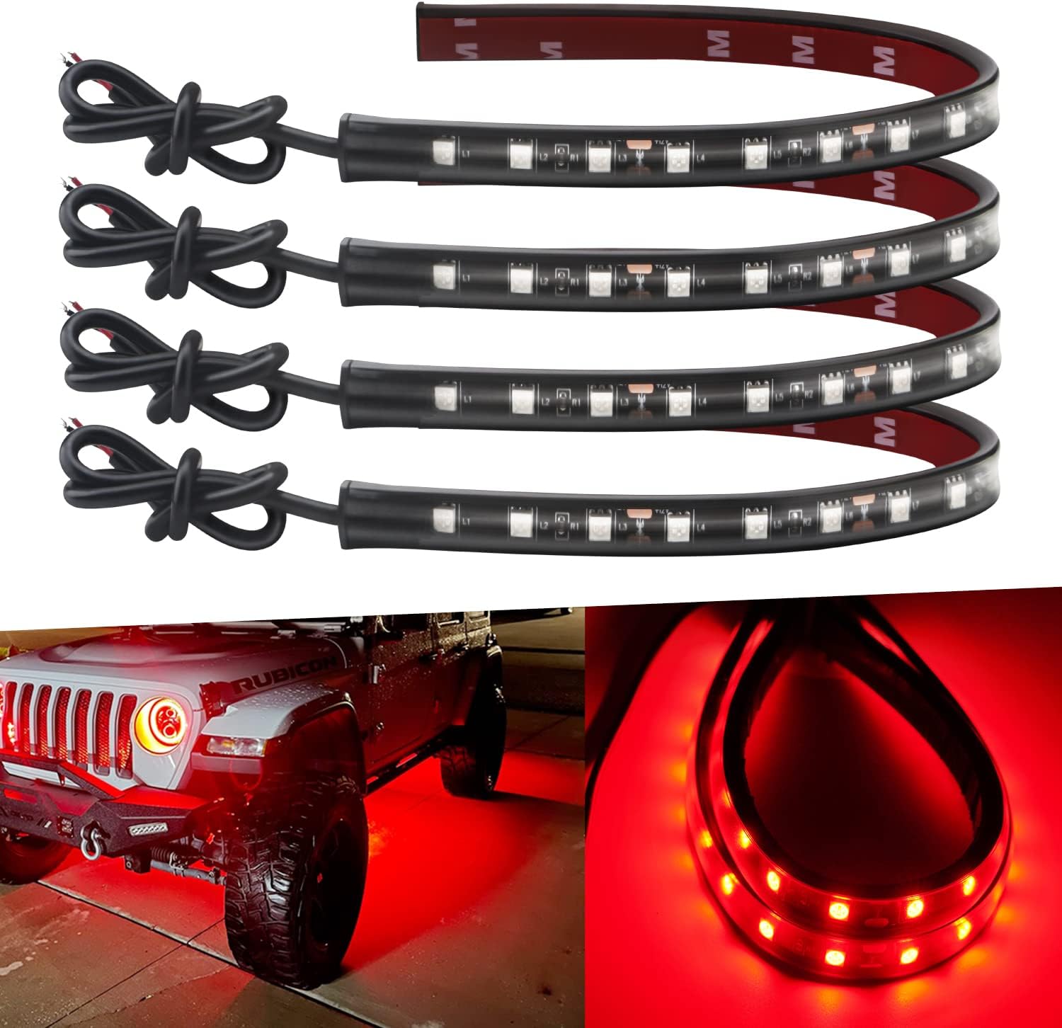71aqonLA9zL._AC_SL1500_.jpg Keiurot 12V Led Light Strip 32CM Waterproof LEDs Light Strips for Cars Motorcycles Golf Cart Interior & Exterior Marine Boat Red Led Strip Lights 5050 18SMD,Pack of 4 - Image 1