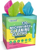 Microfiber Cleaning Cloth, 120 Pack Reusable Paper Towels Microfiber Towels for Cars Lint Free Washable Tissues Shop Rags with Dispenser Box for Home Kitchen Automotive, 11"x 9", Multicolor