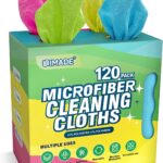 Microfiber Cleaning Cloth, 120 Pack Reusable Paper Towels Microfiber Towels for Cars Lint Free Washable Tissues Shop Rags with Dispenser Box for Home Kitchen Automotive, 11"x 9", Multicolor