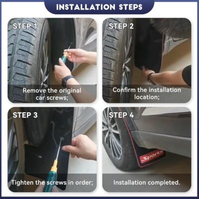 4PCS Car Mud Flaps, Soft Flexible Bendable Rubber Vehicle Mudguard Splash Guard with Hardware Tool, Car Mud Guard Dirty Fenders Replacement, Universal Auto Exterior Accessories (Black) - Image 4