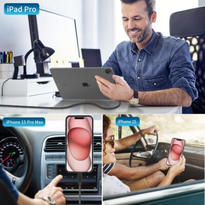 [Apple MFi Certified] iPhone 17 Car Charger, Linocell 90W USB C Car Charger Dual PD Power Cigarette Lighter Adapter with 2Pack Type C Braided Cable for iPhone 17/17 Pro Max/16/15/Galaxy S26/S25/Pixel - Image 9