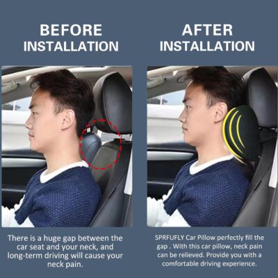 Super Comfy Car Headrest Pillow, Car Pillow for Neck Pain Relief with Adjustable Strap, 100% Memory Foam & Breathable Removable Cover, Ergonomic Design - Softness Travel Car Neck Pillow(Black, 1PC) - Image 5
