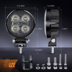 Nilight 2PCS 3Inch Led Pods Round 1500LM Built-in EMC Work Light 90° Flood Beam Angle for Offroad Lights Side Light Rear Back-Up Light for Tractor Truck Motorcycle Boat ATV UTV - Image 2