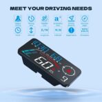 Hud Car Head Up Display G12 with HD LED Display for All Speedometer for All Speedometer Models, with Adaptive Light Sensing - Image 3