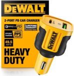 DEWALT Heavy Duty USB + USB C Car Charger Adapter, 49.5W Cigarette Lighter USBA Charger, PD Car Charging Adapter PPS 30W Quick Charge 3.0 Fast Charging for iPhone 17/16/15 Pro Max Samsung Galaxy Pixel