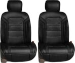 FH Group Front Set Faux Leather Car Seat Cushions - Seat Covers for Low Back Seat, Universal Fit, Airbag Compatible Seat Cover for SUV, Sedan, Black