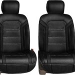 FH Group Front Set Faux Leather Car Seat Cushions - Seat Covers for Low Back Seat, Universal Fit, Airbag Compatible Seat Cover for SUV, Sedan, Black