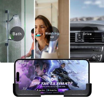 2 PCS Multifunctional Mobile Phone Bracket, Adjustable Width Car Dashboard Phone Holder, Self Adhesive Auto Cell Phone Mount, Universal Vehicle Phone Holder for All Phones (Black) - Image 6