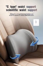Car Headrest & Lumbar Support Cushion Ergonomic Car Seat Neck Back Rest Pillows Orthopedic Memory Foam Head Rest and Lower Lumbar Support Pillow Set Backrest Driving Seat Office Chair Support (Black) - Image 4