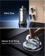 MRGLAS 125W USB C Car Charger, [Mini & Metal] USB C Car Charger Adapter Fast Charging PD65W & QC60W Dual Port Type C Cigarette Lighter USB Charger for iPhone 16 15 Pro Max S25 MacBook-Silver Gray - Image 4